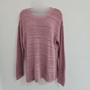 J. Jill Women's Textured Open Knit Sweater Lilac Purple Size Small Classic Fairy